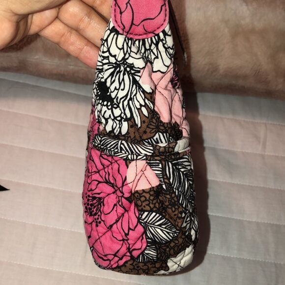 VB Mocha Rouge Mini Hobo Quilted Bag and Wallet Set Brown White Fuchsia Pink - Picture 9 of 15